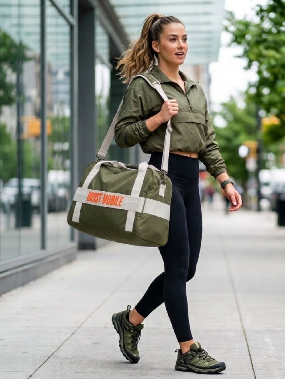 High Quality Tech Duffle Weekender Bag Rugged Stylish Olive Green White NWOT